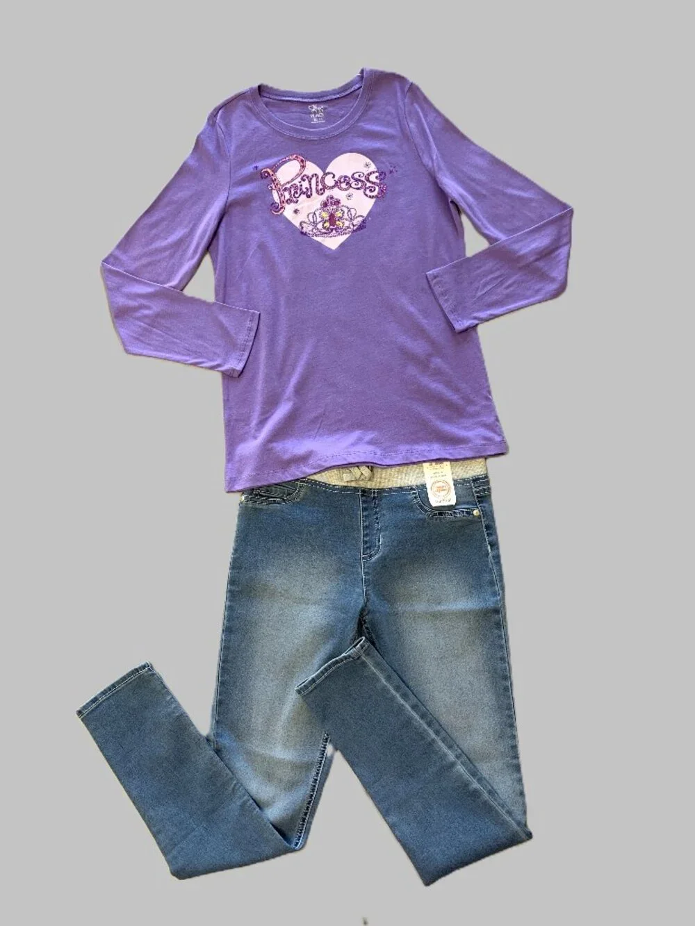 Brand New Girls Children's Place Long Sleeve Purple Shirt & Jeggings Set Size 14